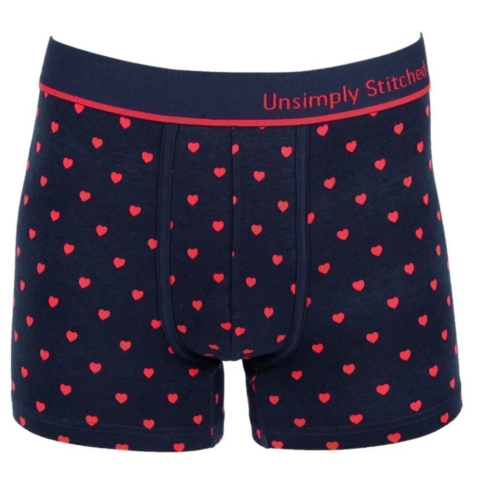 Unsimply Stitched HEARTS Boxer Brief/Trunk, Blue/Red, Size XL, NWT